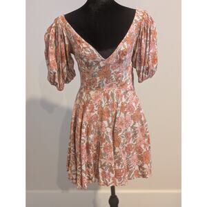 Amalie Lorete Soft Feminine Wildflower Floral Linen Blend Dress Cottagecore Sz 4